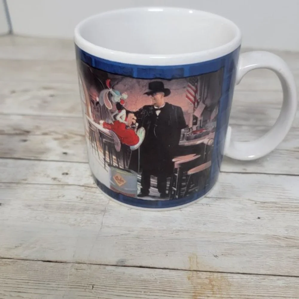 Vintage Disney Who Framed Roger & Jessica Rabbit Coffee Mug‎ Cup 1987 Applause